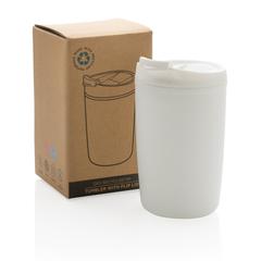 Vue Mug en PP recyclé GRS avec couvercle à bascule de couleur blanc| Krokrodeal