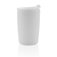 Vue Mug en PP recyclé GRS avec couvercle à bascule de couleur blanc| Krokrodeal