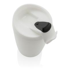 Vue Mug en PP recyclé GRS avec couvercle à bascule de couleur blanc| Krokrodeal