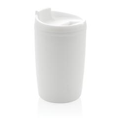 Vue Mug en PP recyclé GRS avec couvercle à bascule de couleur blanc| Krokrodeal