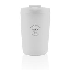 Vue Mug en PP recyclé GRS avec couvercle à bascule de couleur blanc| Krokrodeal