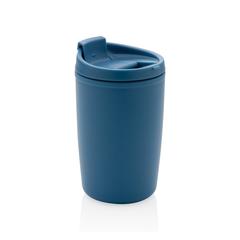 Vue Mug en PP recyclé GRS avec couvercle à bascule de couleur bleu| Krokrodeal