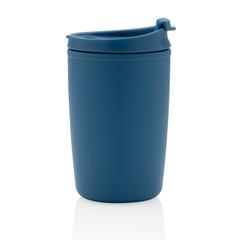 Vue Mug en PP recyclé GRS avec couvercle à bascule de couleur bleu| Krokrodeal