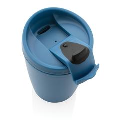 Vue Mug en PP recyclé GRS avec couvercle à bascule de couleur bleu| Krokrodeal