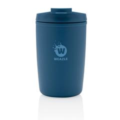 Vue Mug en PP recyclé GRS avec couvercle à bascule de couleur bleu| Krokrodeal