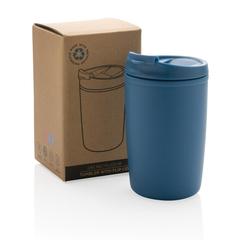Vue Mug en PP recyclé GRS avec couvercle à bascule de couleur bleu| Krokrodeal