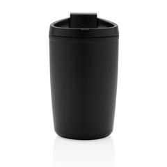 Vue Mug en PP recyclé GRS avec couvercle à bascule de couleur noir| Krokrodeal