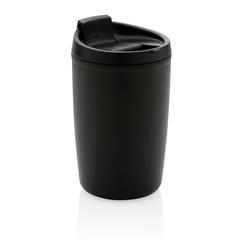 Vue Mug en PP recyclé GRS avec couvercle à bascule de couleur noir| Krokrodeal