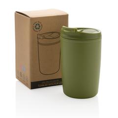Vue Mug en PP recyclé GRS avec couvercle à bascule de couleur vert| Krokrodeal