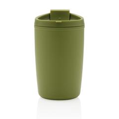 Vue Mug en PP recyclé GRS avec couvercle à bascule de couleur vert| Krokrodeal