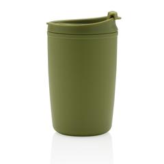 Vue Mug en PP recyclé GRS avec couvercle à bascule de couleur vert| Krokrodeal