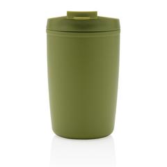 Vue Mug en PP recyclé GRS avec couvercle à bascule de couleur vert| Krokrodeal