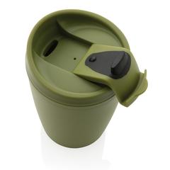 Vue Mug en PP recyclé GRS avec couvercle à bascule de couleur vert| Krokrodeal