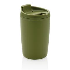 Vue Mug en PP recyclé GRS avec couvercle à bascule de couleur vert| Krokrodeal