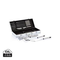 Vue Set de 12 pcs pour barbecue en coffret aluminium de couleur gris| Krokrodeal