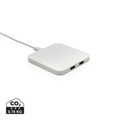Vue Chargeur 10W avec ports USB en plastique recyclé RCS de couleur blanc| Krokrodeal