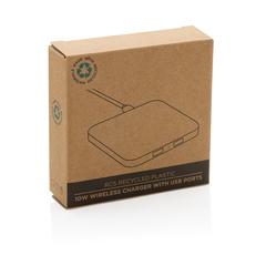 Vue Chargeur 10W avec ports USB en plastique recyclé RCS de couleur blanc| Krokrodeal