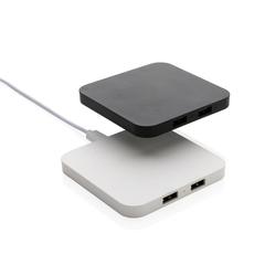 Vue Chargeur 10W avec ports USB en plastique recyclé RCS de couleur blanc| Krokrodeal