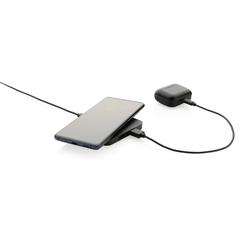 Vue Chargeur 10W avec ports USB en plastique recyclé RCS de couleur noir| Krokrodeal