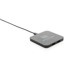 Vue Chargeur 10W avec ports USB en plastique recyclé RCS de couleur noir| Krokrodeal