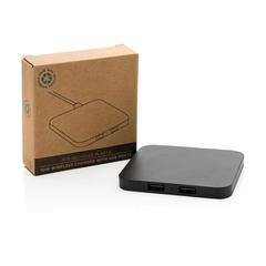 Vue Chargeur 10W avec ports USB en plastique recyclé RCS de couleur noir| Krokrodeal