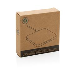 Vue Chargeur 10W avec ports USB en plastique recyclé RCS de couleur noir| Krokrodeal