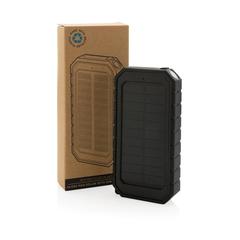 Vue Powerbank solaire 10.000mAh et 10W en plastique recyclé RCS de couleur noir| Krokrodeal