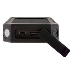 Vue Powerbank solaire 10.000mAh et 10W en plastique recyclé RCS de couleur noir| Krokrodeal