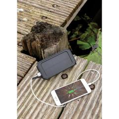Vue Powerbank solaire 10.000mAh et 10W en plastique recyclé RCS de couleur noir| Krokrodeal