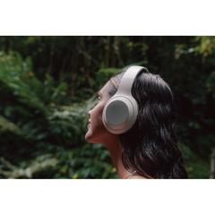Vue Casque audio en plastique recyclé RCS de couleur blanc| Krokrodeal