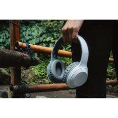 Vue Casque audio en plastique recyclé RCS de couleur blanc| Krokrodeal