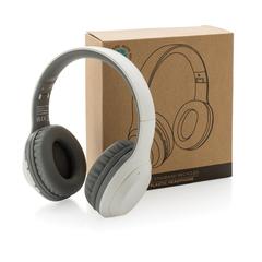 Vue Casque audio en plastique recyclé RCS de couleur blanc| Krokrodeal