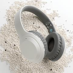 Vue Casque audio en plastique recyclé RCS de couleur blanc| Krokrodeal