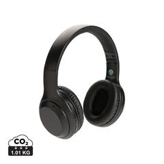 Vue Casque audio en plastique recyclé RCS de couleur noir| Krokrodeal