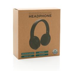 Vue Casque audio en plastique recyclé RCS de couleur noir| Krokrodeal