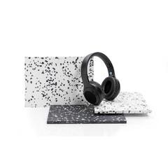 Vue Casque audio en plastique recyclé RCS de couleur noir| Krokrodeal