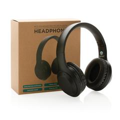 Vue Casque audio en plastique recyclé RCS de couleur noir| Krokrodeal