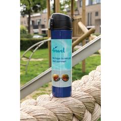 Vue Bouteille 450ml verrouillage facile en plastique recyclé RCS de couleur bleu| Krokrodeal