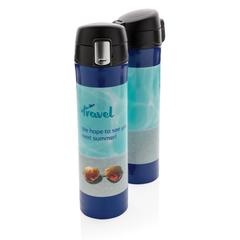 Vue Bouteille 450ml verrouillage facile en plastique recyclé RCS de couleur bleu| Krokrodeal