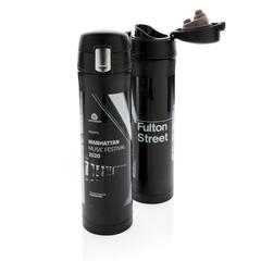 Vue Bouteille 450ml verrouillage facile en plastique recyclé RCS de couleur noir| Krokrodeal