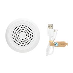Vue Enceinte sans fil 5W en plastique recyclé certifié RCS de couleur blanc| Krokrodeal