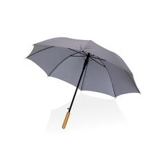 Vue Parapluie 23" en rPET et bambou ouverture auto Impact AWARE™ de couleur gris| Krokrodeal