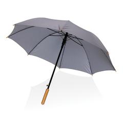 Vue Parapluie 23" en rPET et bambou ouverture auto Impact AWARE™ de couleur gris| Krokrodeal