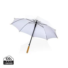 Vue Parapluie 23" en rPET et bambou ouverture auto Impact AWARE™ de couleur blanc| Krokrodeal