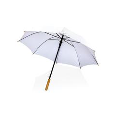 Vue Parapluie 23" en rPET et bambou ouverture auto Impact AWARE™ de couleur blanc| Krokrodeal