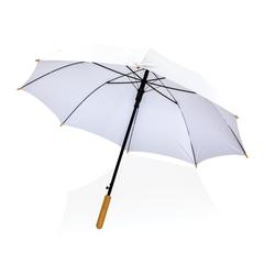 Vue Parapluie 23" en rPET et bambou ouverture auto Impact AWARE™ de couleur blanc| Krokrodeal