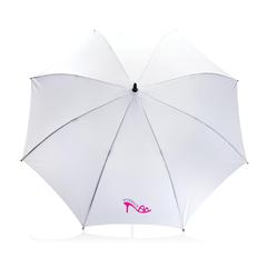 Vue Parapluie 23" en rPET et bambou ouverture auto Impact AWARE™ de couleur blanc| Krokrodeal