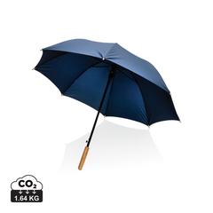 Vue Parapluie 23" en rPET et bambou ouverture auto Impact AWARE™ de couleur bleu| Krokrodeal