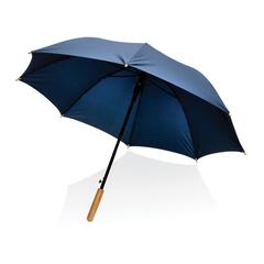 Vue Parapluie 23" en rPET et bambou ouverture auto Impact AWARE™ de couleur bleu| Krokrodeal
