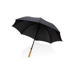 Vue Parapluie 23" en rPET et bambou ouverture auto Impact AWARE™ de couleur noir| Krokrodeal